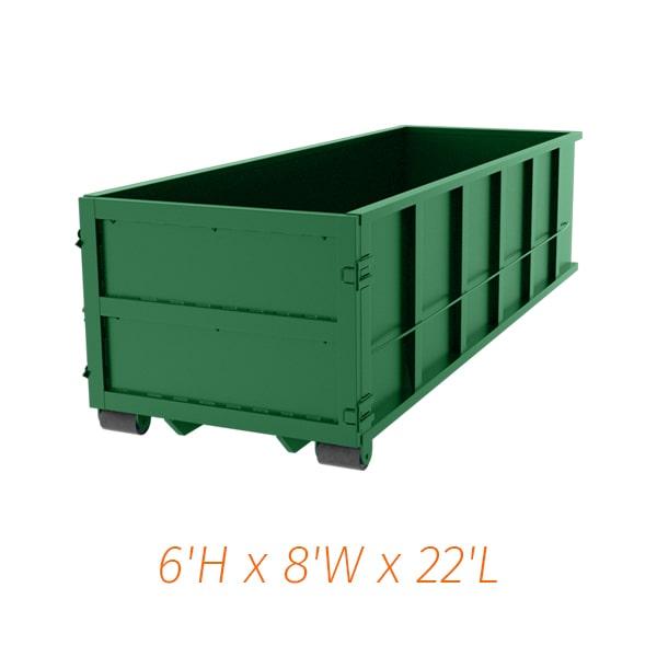 a 30 yard dumpster can hold up to 30 cubic yards of waste and debris