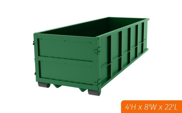 twenty-yard dumpsters are available for both commercial and residential use